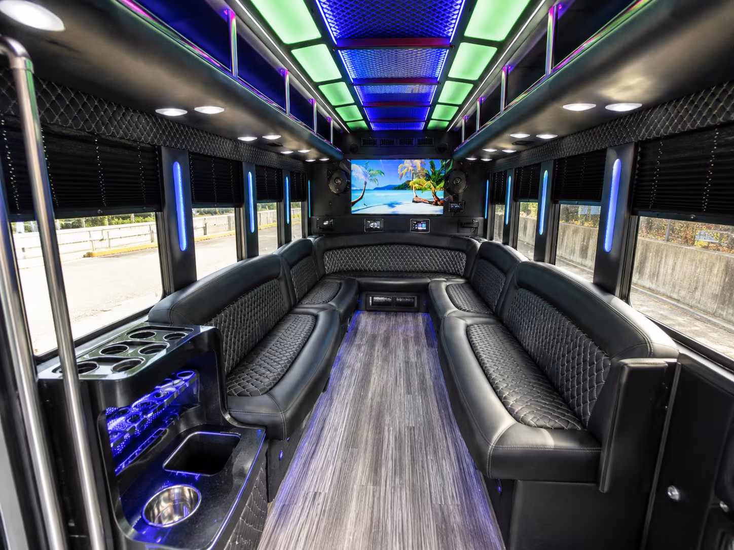 missoula 18 passenger party bus inside